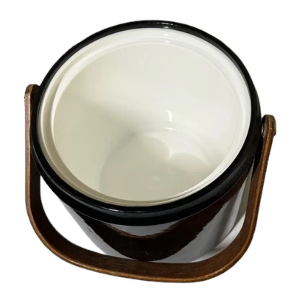 Vintage mid-century modern ice  Bucket Wooden and Black